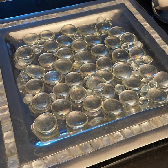 Pewter platter with large serving spoon and fork - Picture 5 of 5